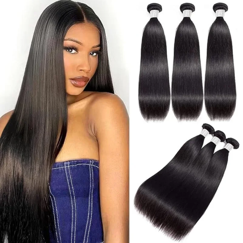 

Bundles Brazilian Virgin Hair Straight Natural Color 100% Unprocessed Virgin Hair Weft Real Human Hair Extension For Women