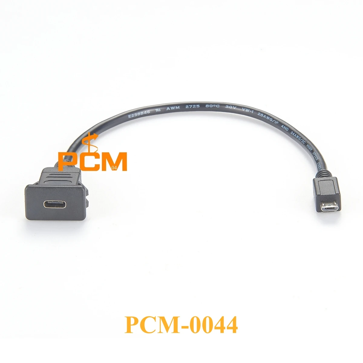 USB 3.1 Type-C Snap-In panel mount female connector to Micro-B male cable, for cabinet mounting, quick locking