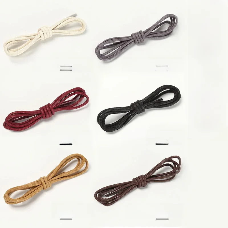 1 paire de lacets en coton ciré, couleur unie, lacets ronds pour chaussures Oxford, lacets pour bottes, lacets en cuir imperméables, longueur 60-140cm