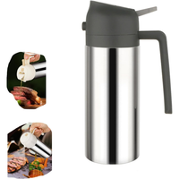 Two-in-one oil dispenser, stainless steel oil spray bottle, can be refilled with portable sprayer, suitable for baking, cooking,