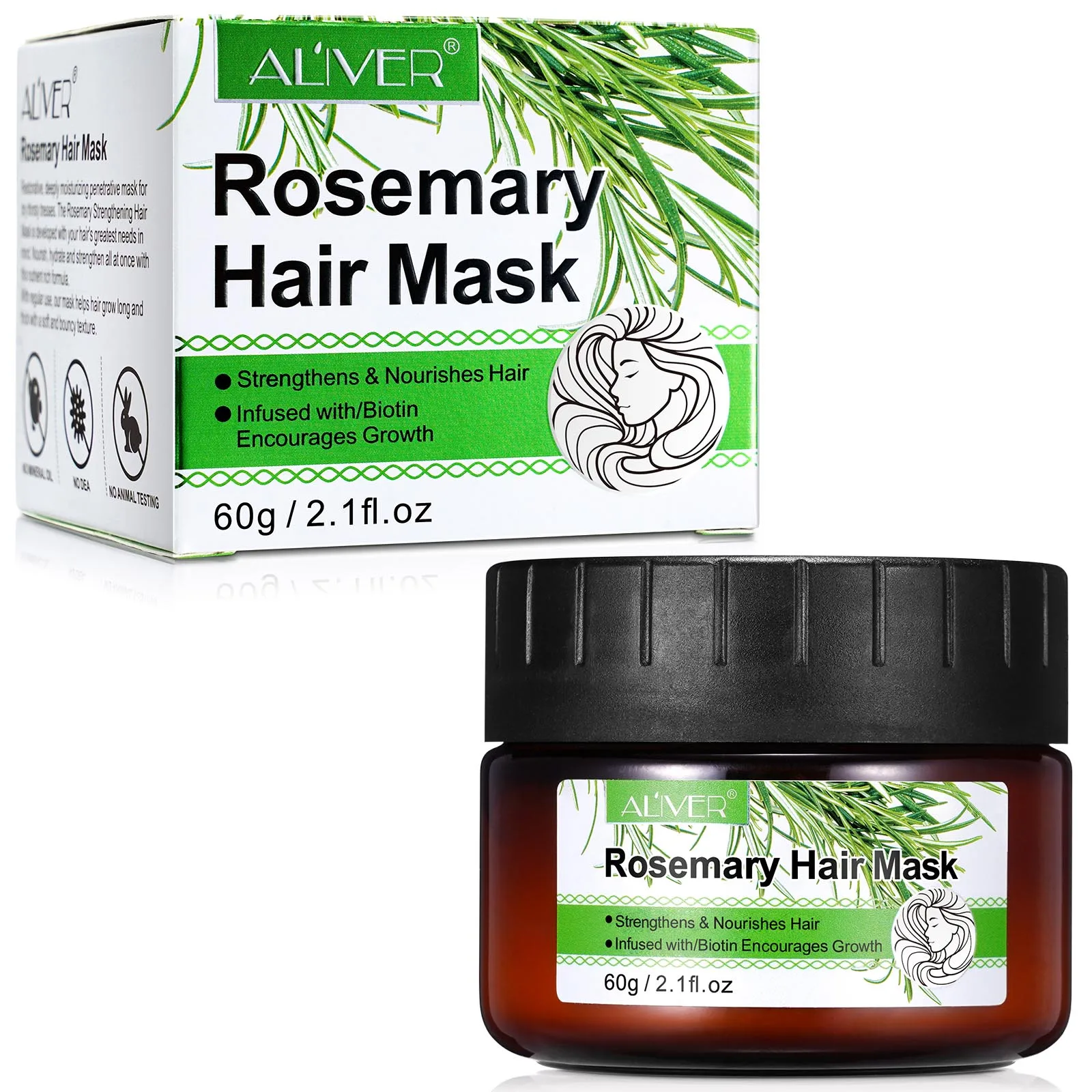 Rosemary Hair Mask Strengthens & Nourishes Hair Infused with Biotin Encourages Growth Deeply Moisturizing Penetrative Hair Mask