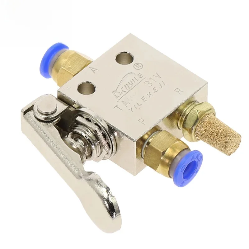 Vanne mécanique TAC2-31P, filetage 1/8 ", 2 positions, 3 voies, réinitialisation, levier de rappel à ressort, interrupteur pneumatique à Air, vanne avec raccords silencieux