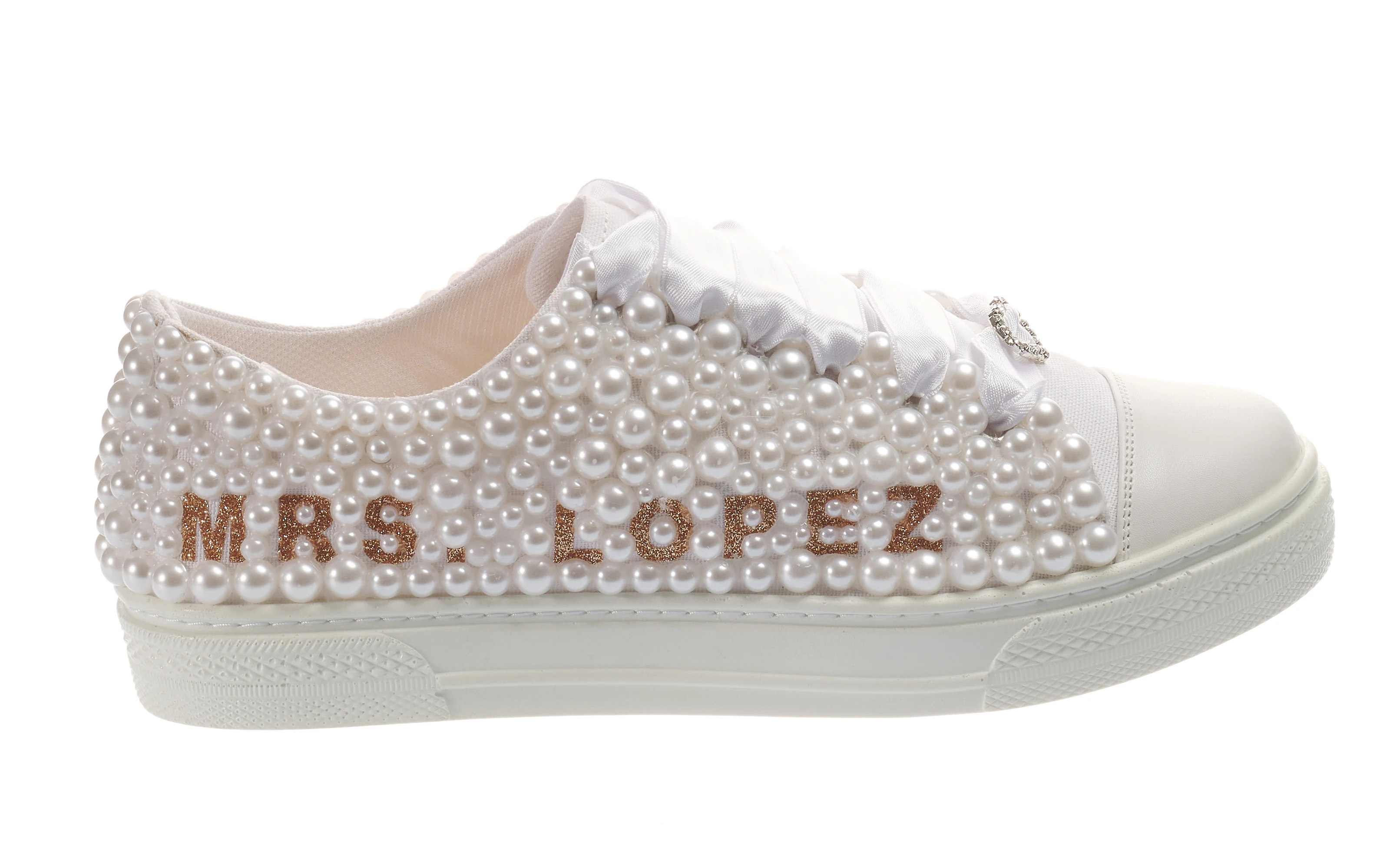 Bridal Shoes, custom white pearls artistic handmade, wedding shoes, custom design Bridal Sneakers, Custom Shoes Personalized,