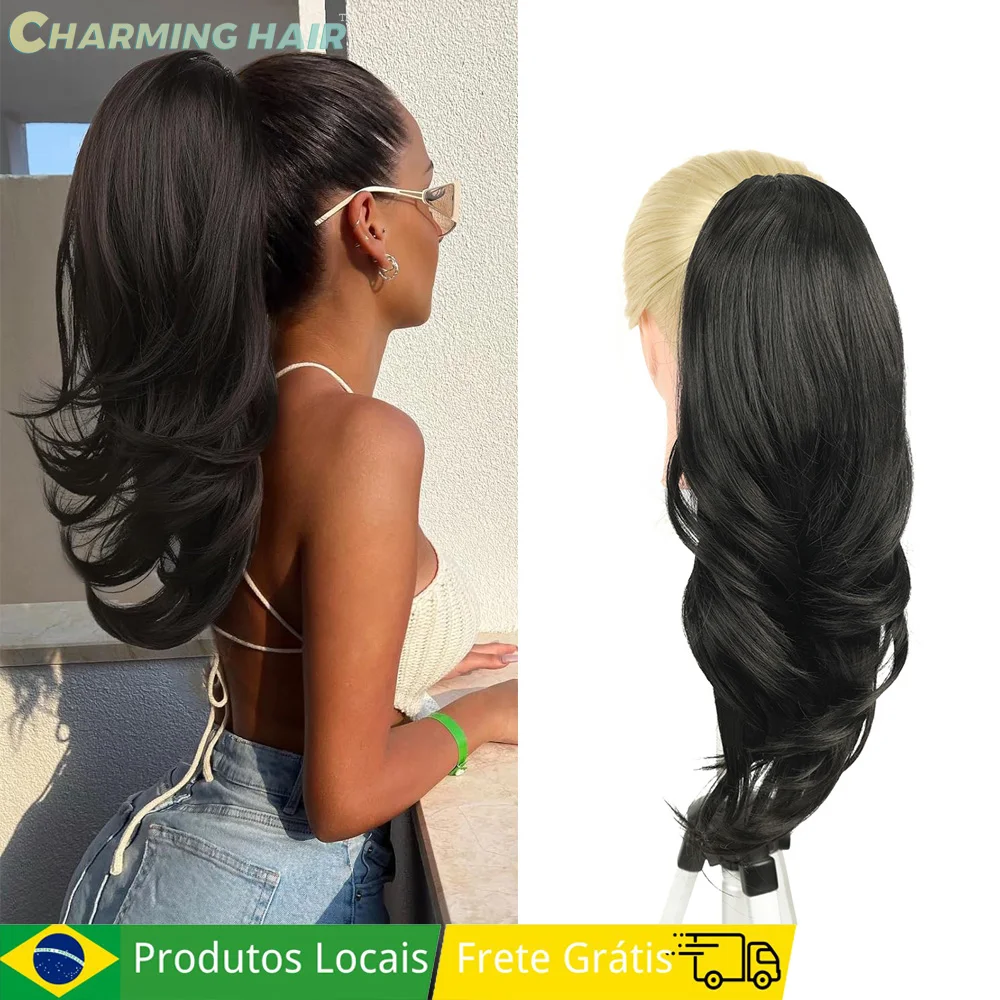 Apllique Rabo De Cavalo Cabelo cordán Bio Fibra Resistente a Altas Temperaturas Cacheado curado Ondulado 40cm 135g "BETHANIA"