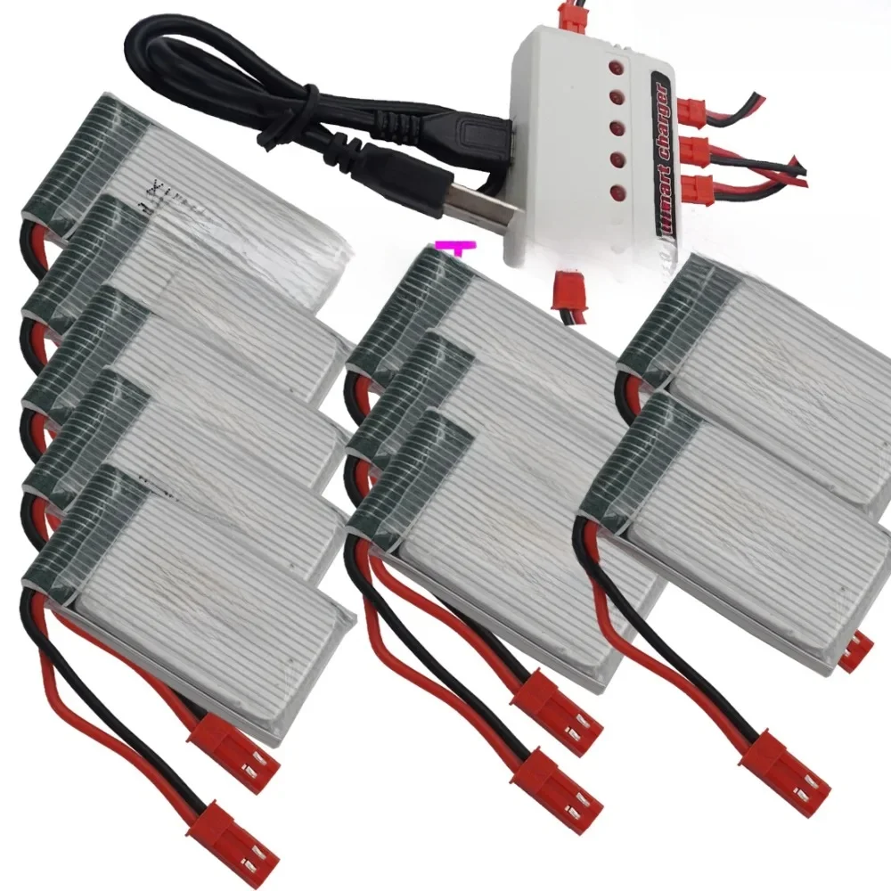 Charger+10pcs 3.7V 650mAh 25C Polymer Li Li Lithium Battery 802540 Lipo Cell For Syma X5c Cheerson CX-30W RC Quadcopter Drone