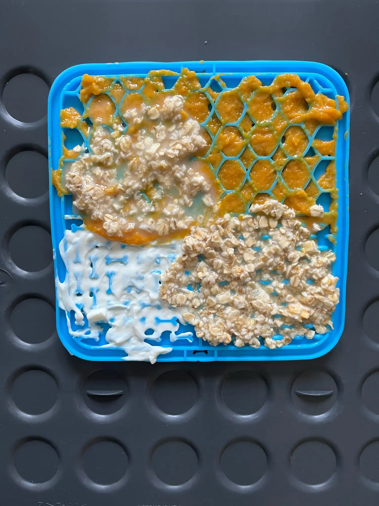 Customer review photo for Dog Lick Mat with Suction Cups