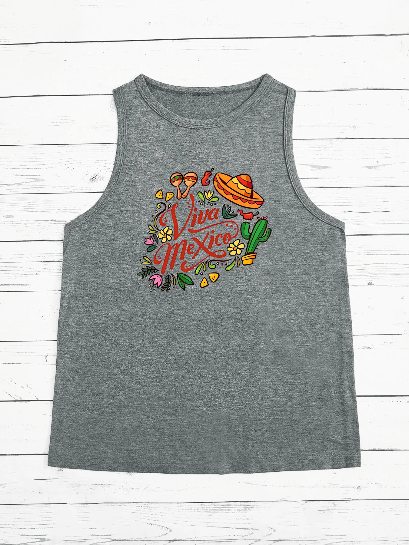 Viva Mexica Cowboy Hat Food Summer Fashion Funny Sports Women's Tank Top Loose O Neck Sleeveless Casual Tank Top