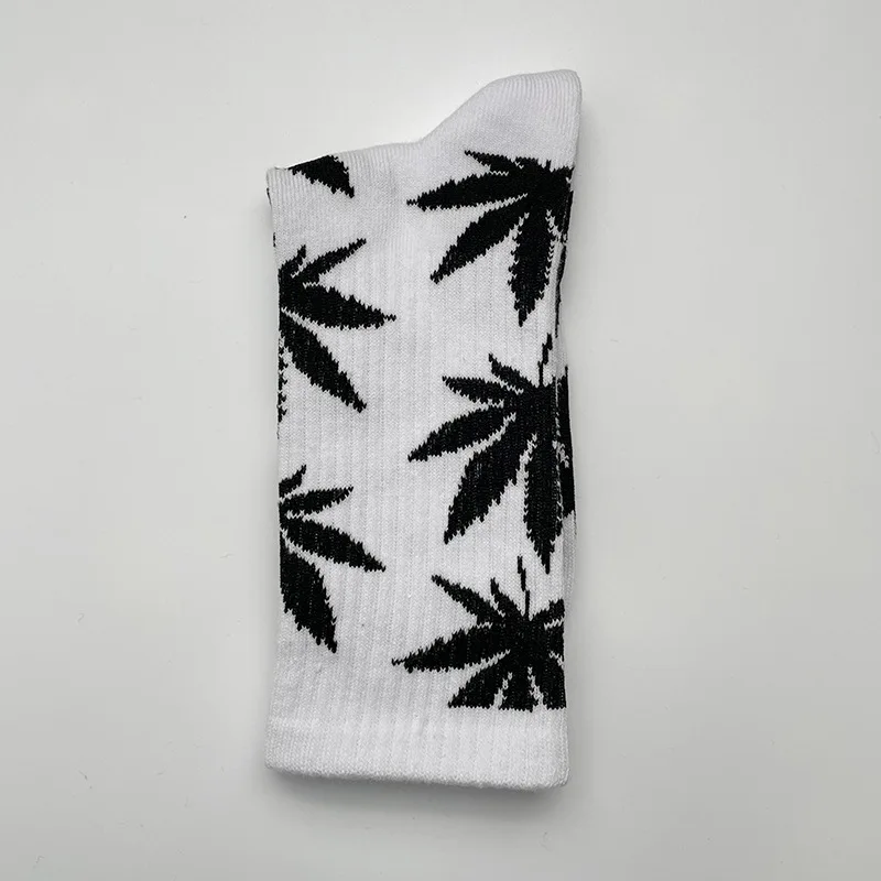 DONG AI 1 Pairs Funny Skateboard Socks Hemp Meias Happy Maple Leaf Sokken Cotton Weed Couple Trendy Street Style Harajuku Sox