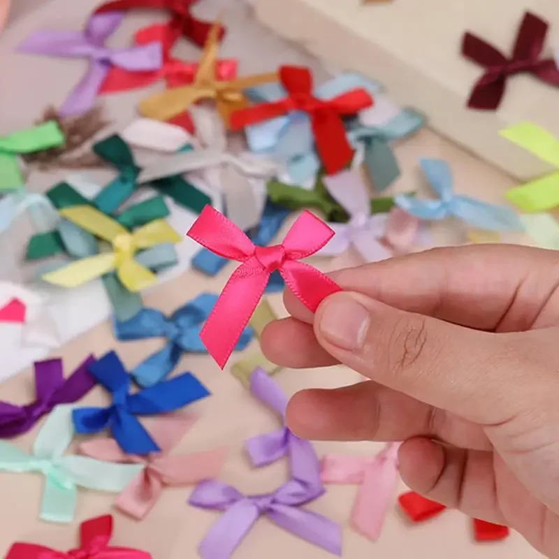 (50 pièces/paquet) nœuds de ruban de 4cm, petite taille, nœud de ruban en Satin, décoration artisanale de fleurs, travail manuel, décoration de fête DIY