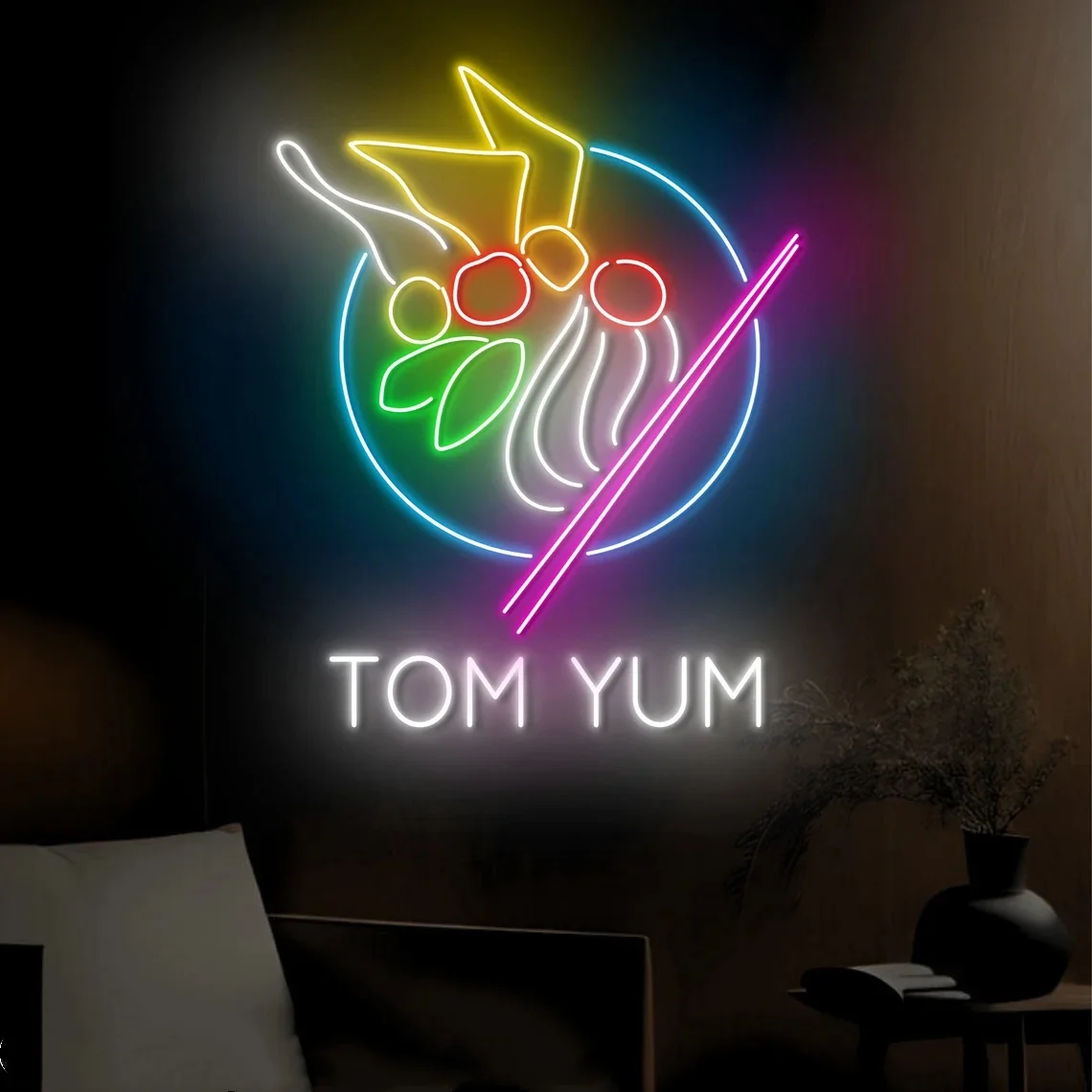 Thai Tom Yum Neon Sign Thai Restaurant Thailand Food Decor Thai Tom Yum Sign