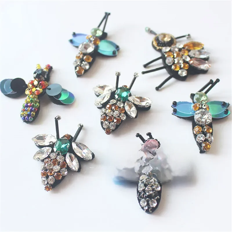 10 sztuk/partia koraliki Rhinestone pszczoły naszywki na ubrania szycia na łacie frezowanie aplikacja ubrania torby DIY akcesoria do sukienki — zdjęcie 2