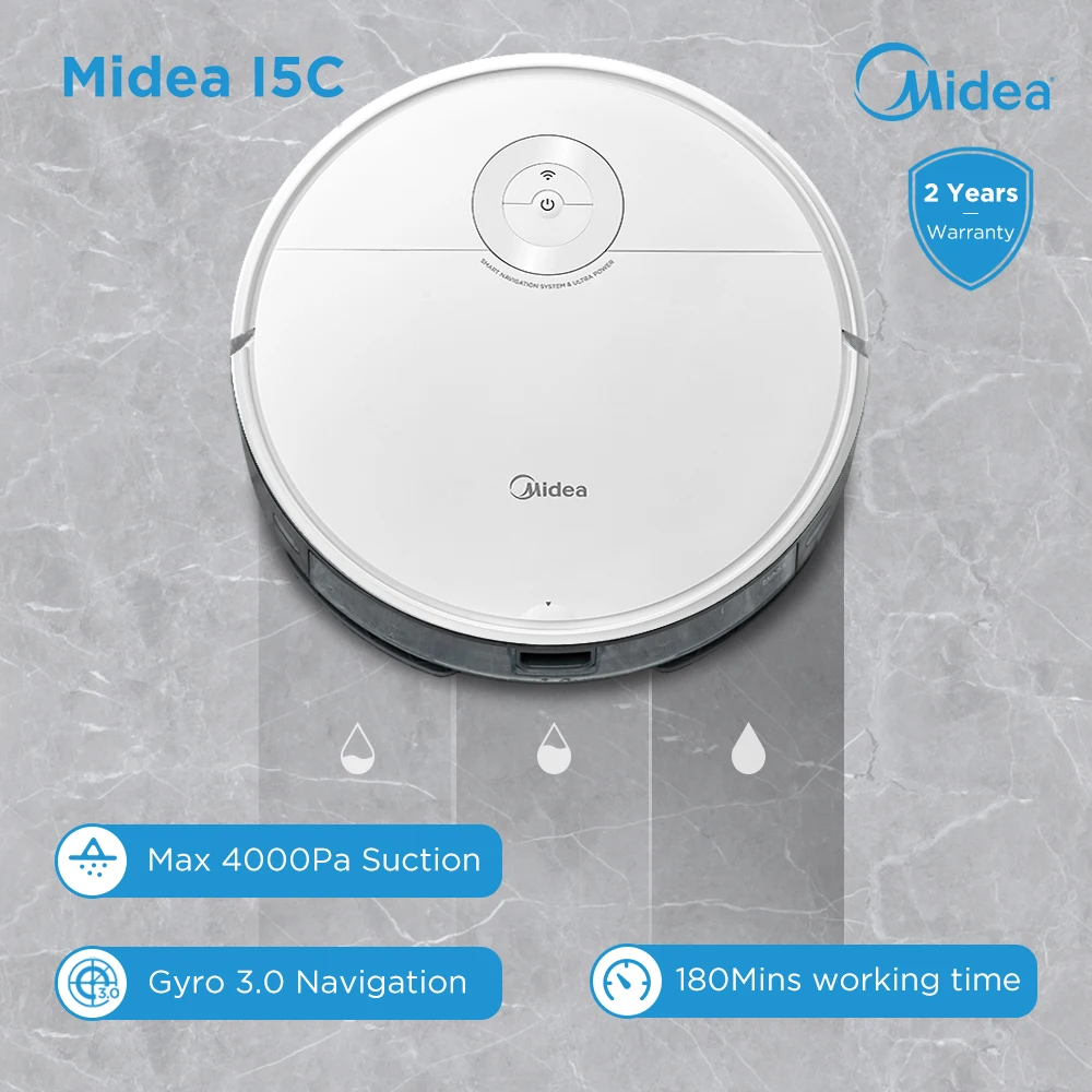Midea I5C odkurzacz Robot Mop na mokro i na sucho 4000PA inteligentny robot-odkurzacz do mycia bezprzewodowy elektryczny zbiornik na wodę
