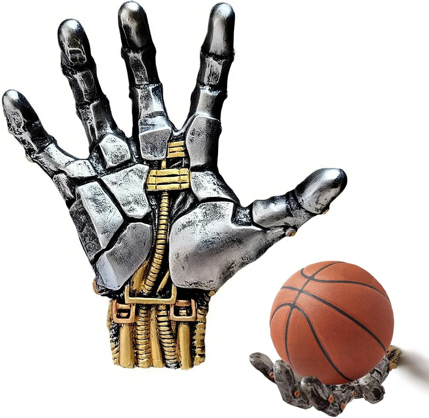 Support mural Steampunk pour ballons de basketball et football, organisateur de rangement, présentoir décoratif pour la maison