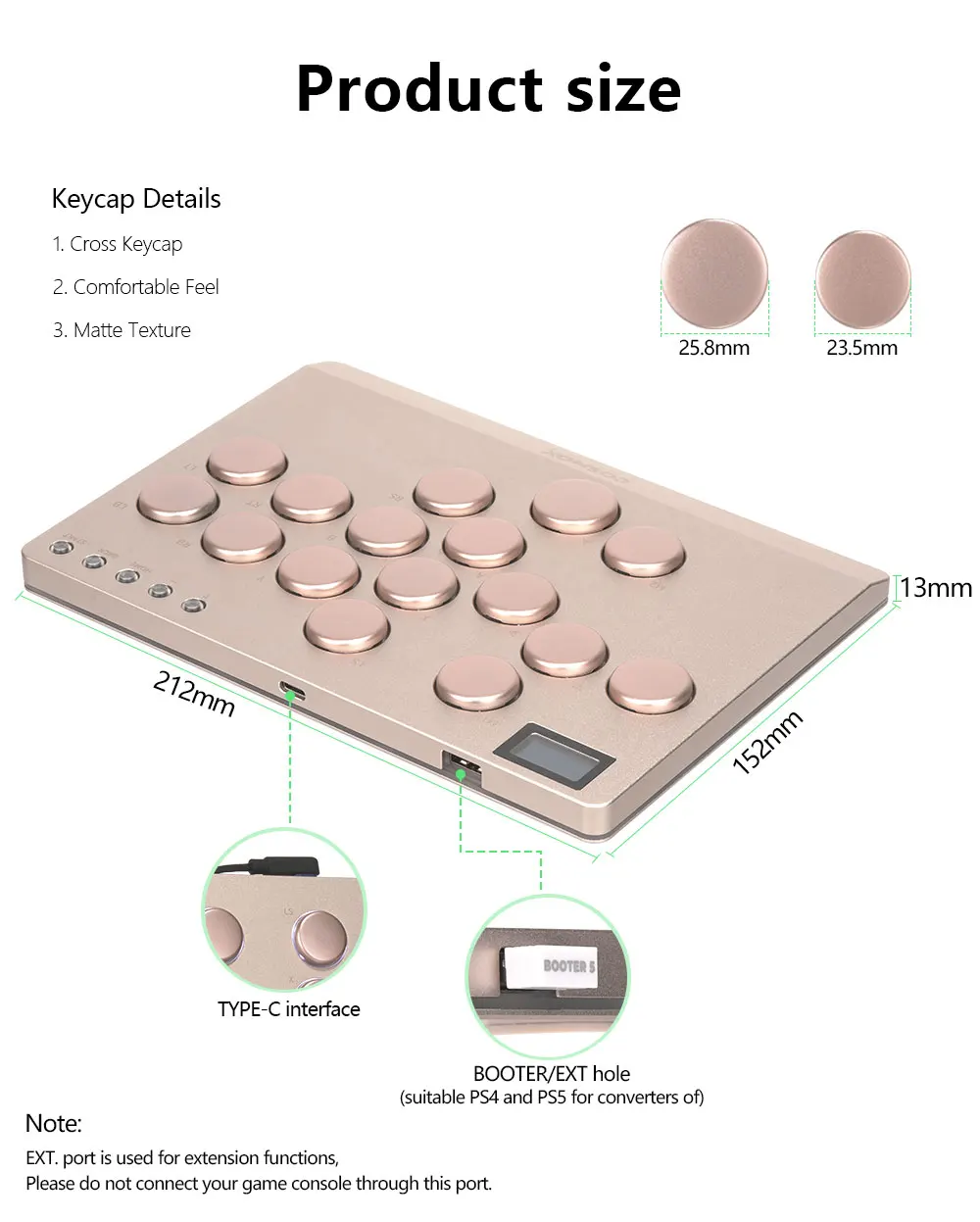 Haute42 Aluminiumlegierung Hitbox Hebellos-Arcade-Stick Kampfspiel Hitbox Controller für PC/PS4/PS5 Joystick Arcade-Controller – Detail 20