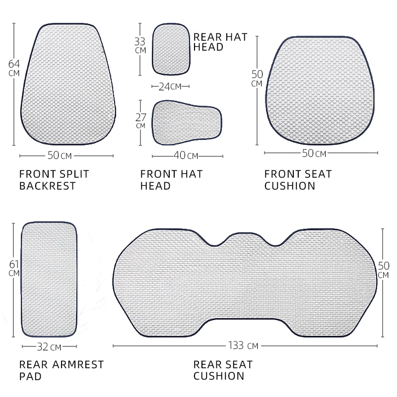 Universal Car Seat Covers Front Auto Chair Mats Ice Silk Cooling Protector Pad Breathable Rear Cushion Four Seasons Split Style