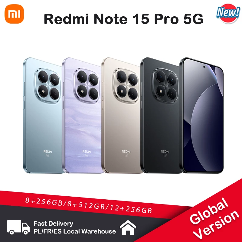 Smartphone Xiaomi Redmi Note 15 Pro 5G, NFC MTK Dimensity 7400-Ultra, écran 6,83 " 120Hz, appareil photo 200MP, charge 45W, batterie 6580mAh