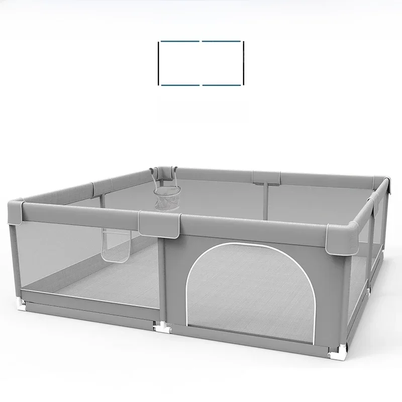IMBABY Baby-Spielplatz, 120 x 160 cm, Baby-Laufstall, graue Kinderzaunbox mit Schutzwinkel, Spiel-Laufstall für Kinderaktivitäten