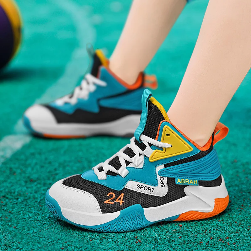 New Kids Brand Basketball Shoes Breathable Comforthable Children Sport Shoes Outdoor Boys Basketball Sneakers Girls Gym Shoes