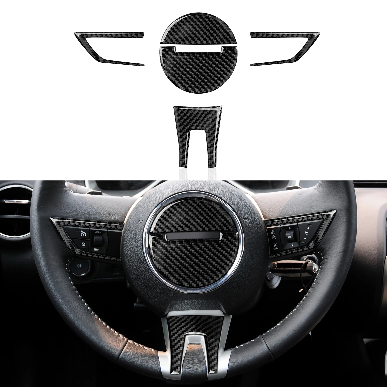 

Car Steering Wheel Sticker Decal Carbon Fiber Trim Cover for Chevrolet Camaro 2010 2011 2012 2013 2014 2015 Accessories