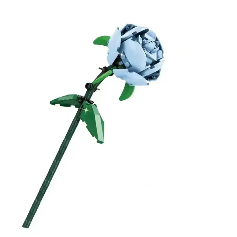 Plantas Rosas Azuis Blocos de Construção para Crianças, Tijolos Modelos Clássicos, Conjuntos de
