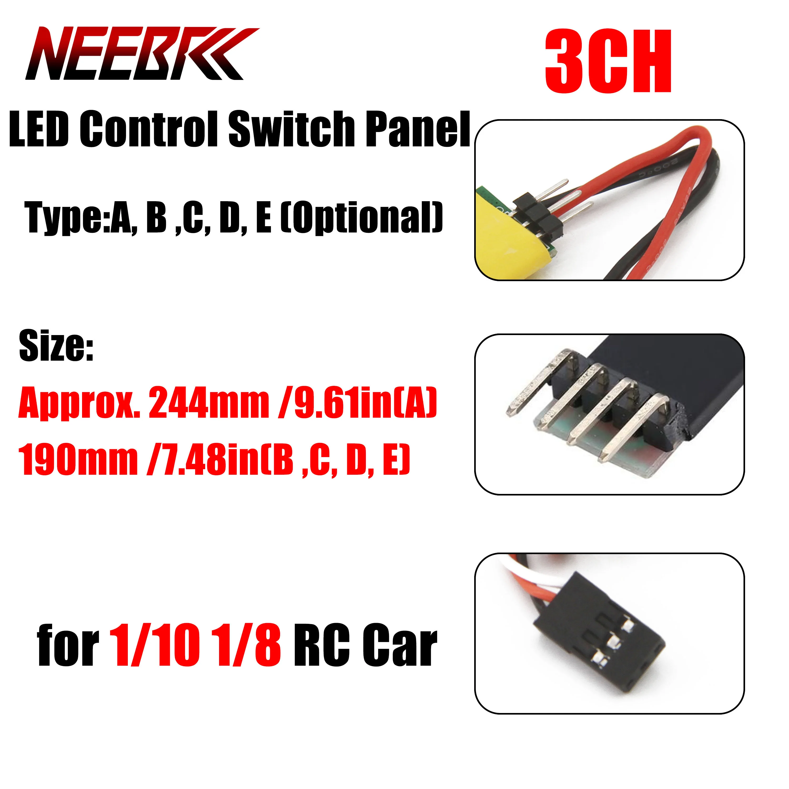 3CH RC Car LED Light Lamp Control Switch Panel System Controller Module Turn on/off for 1/10 1/8 Vehicle Component Spare Parts