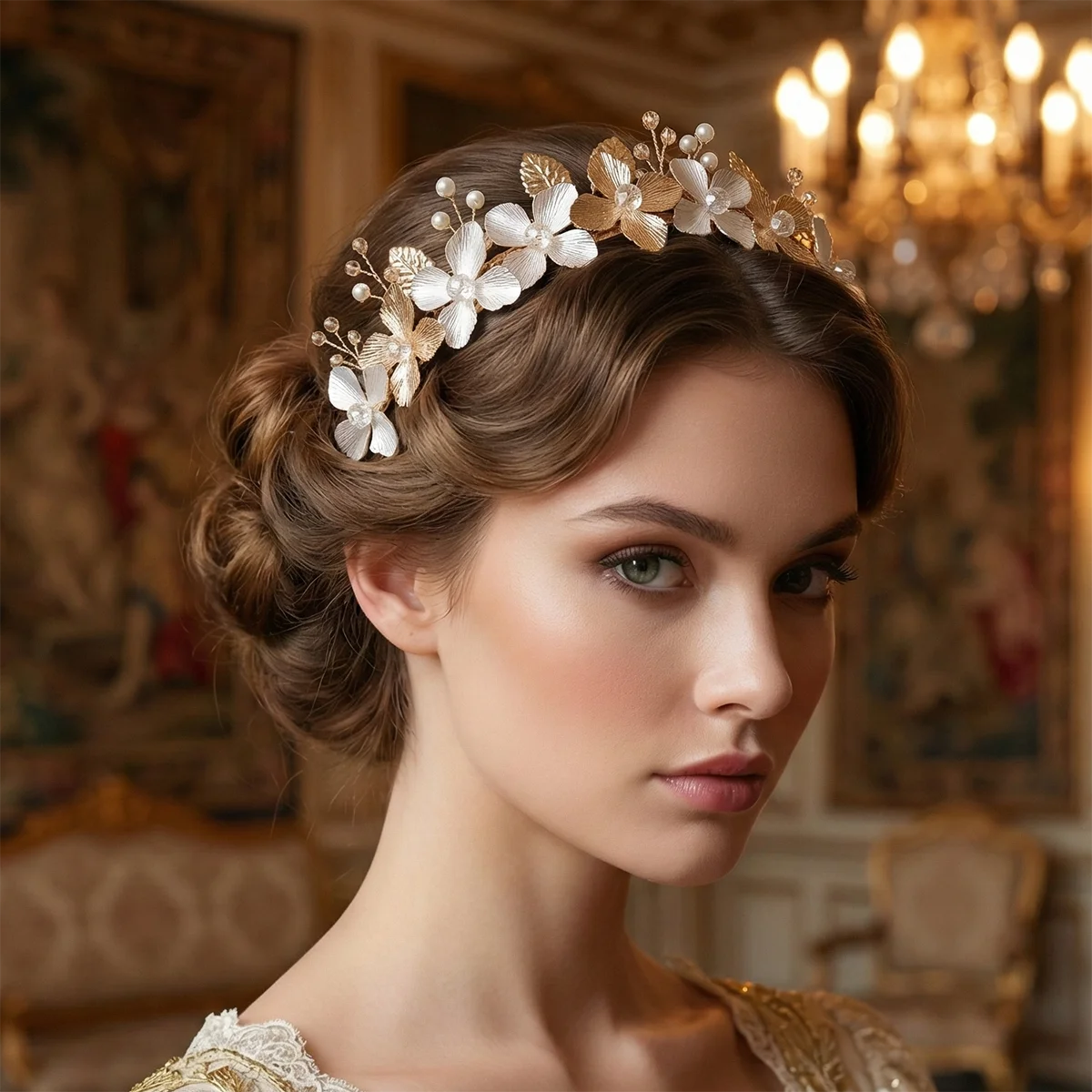 Alloy Flower And Leaf Hair Bands  New Handmade Bridal Head Bands Bride Wedding Prom Birthday Party Mori Headpieces