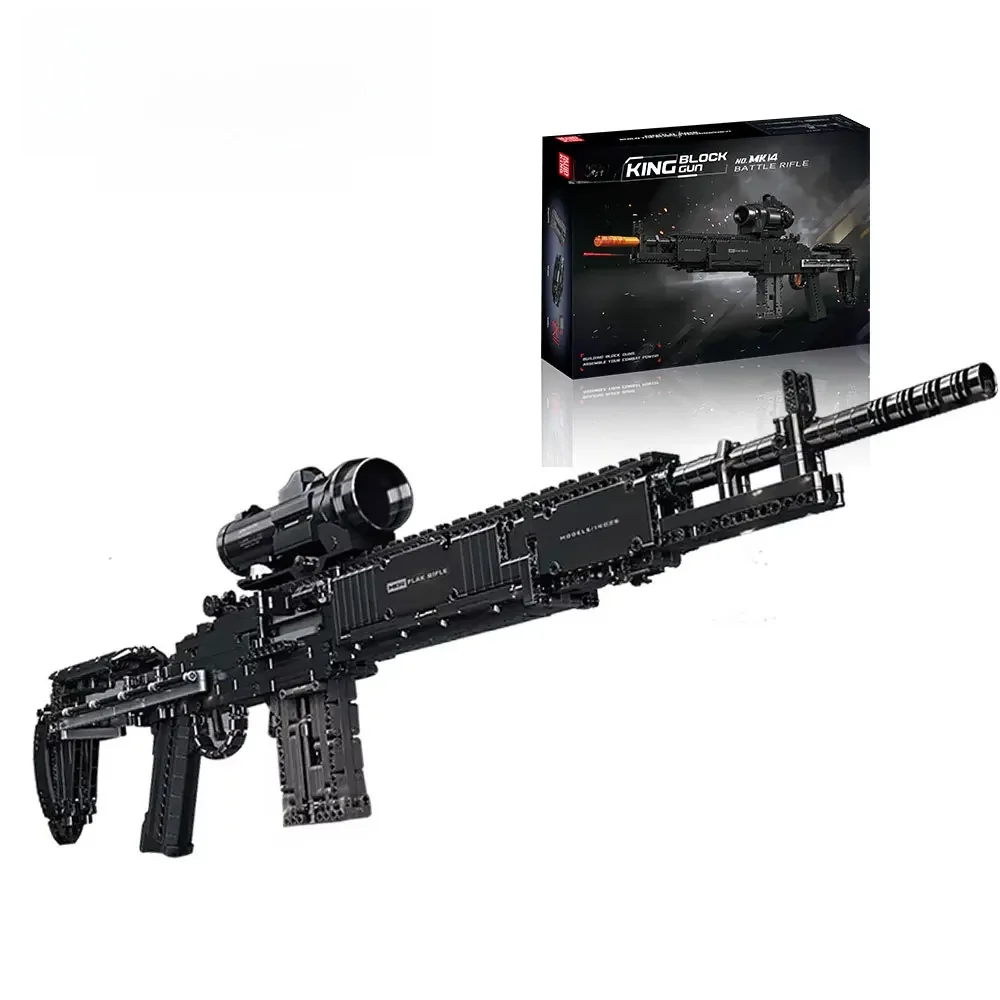 Schimmel Koning 14026 Ww2 Militaire Pistool MK14 Battle Rifle Simulatie Gun Model Bouwstenen Wapen Bricks Speelgoed Set voor Kinderen Geschenken - afbeelding 2