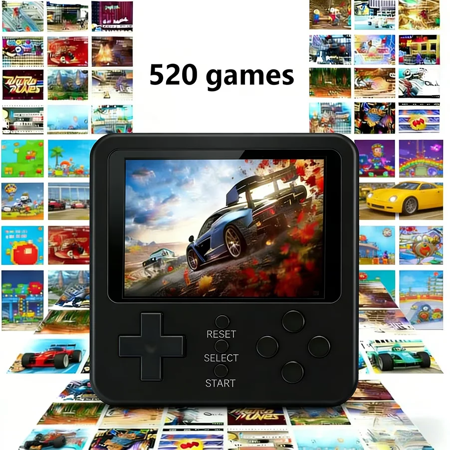 

Игровая консоль 520 Game Retro с контроллером — длительное время автономной работы и поддержка нескольких 3,0-дюймовых дисплеев — идеальный подарок
