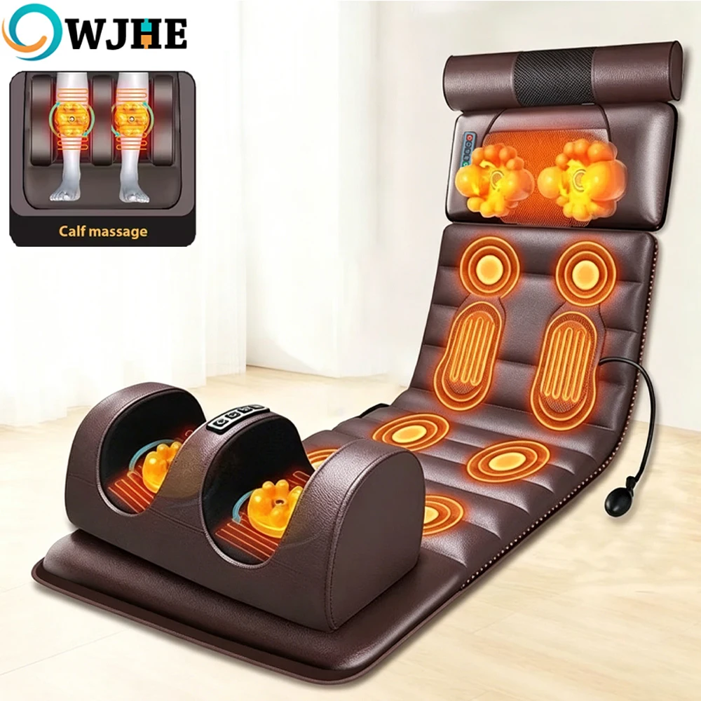 OWJHE Elektrische Massagematratze, vibrierendes Heizmassagegerät, Kissen für Nacken, Rücken, Fuß, Ganzkörper-Schmerzlinderung, Stressabbau, Körperentspannung