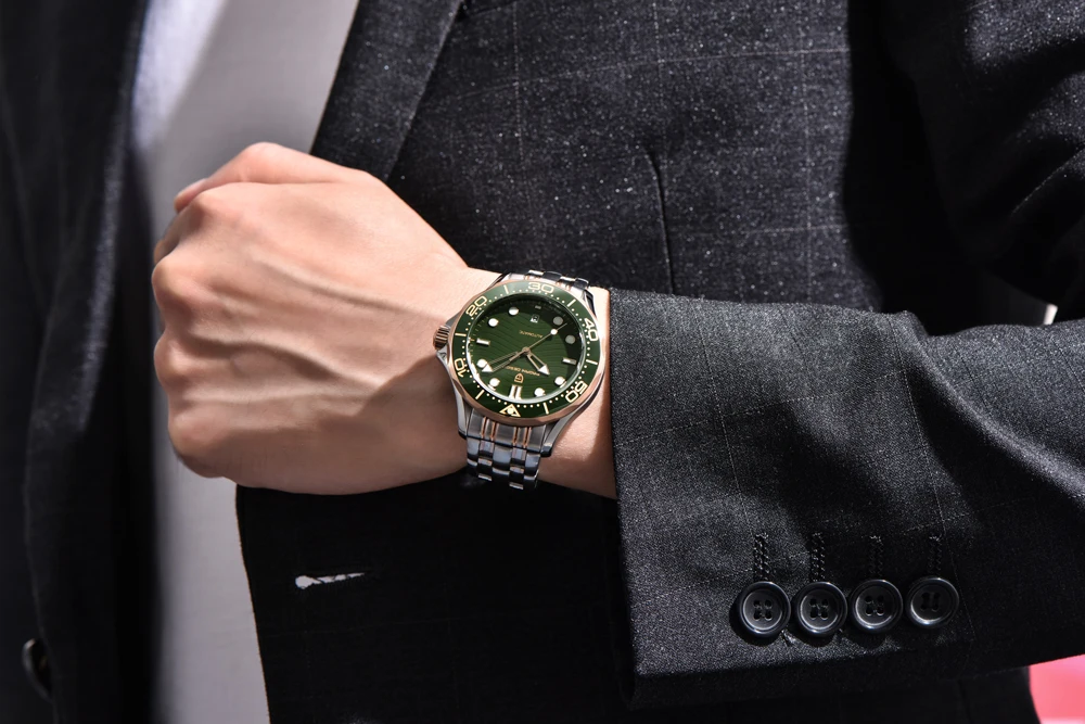 PAGANI DESIGN Herren Luxus-Automatik-Taucheruhr in Grün, Neue Kollektion, MIYOTA 8215 Mechanische Uhr für Herren, Lokaler Versand – Detail 5