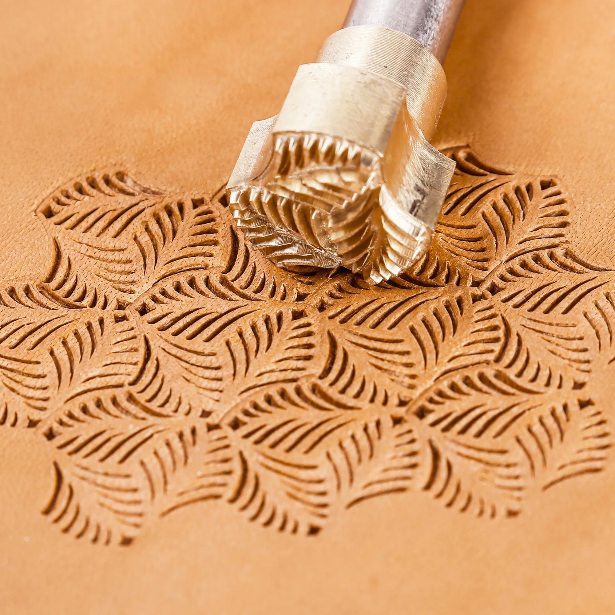 Swirl Fan Leaf Leather Stamp Brass 14x14mm Vintage Floral Embossing Mold DIY Leathercraft Hand Stamping Tool