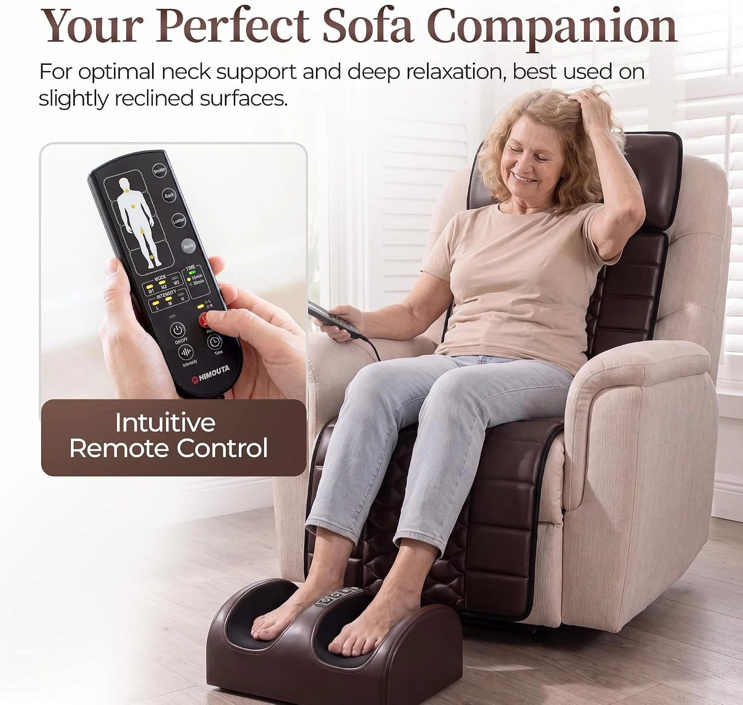 Full Body Shiatsu Massage Mattress with Removable Neck Massager, Multi-Level Vibration Intensity & Optional Foot Massage, Ideal for Post-Workout Recovery