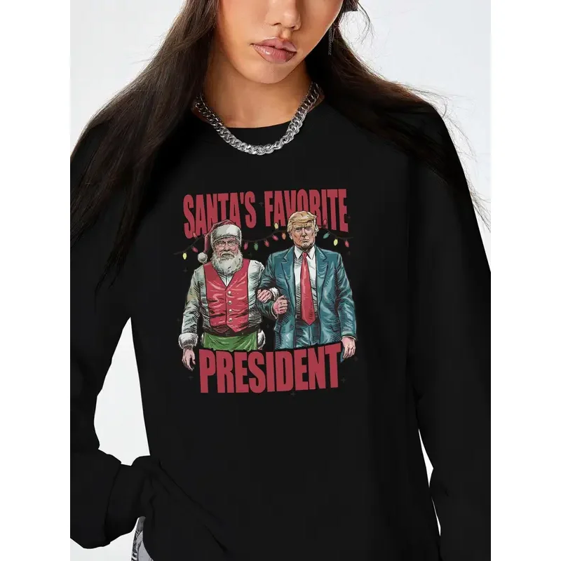 Damen-Sweatshirt mit weihnachtlichem Buchstaben-Aufdruck und tiefer Schulterpartie, lässiger Langarm-Pullover mit Rundhalsausschnitt für Herbst- und Winter-Damen