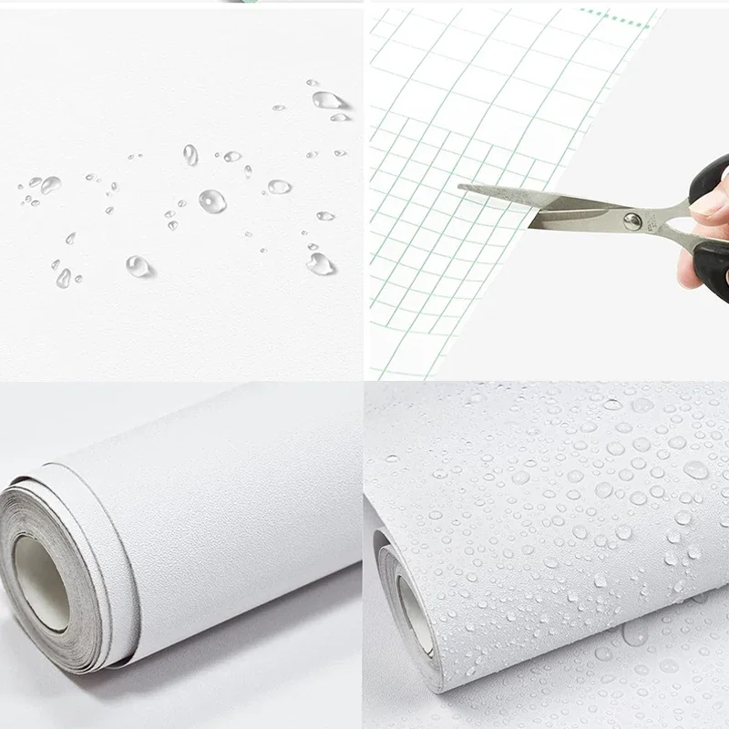 Papier peint auto-adhésif mat imperméable en vinyle blanc, autocollants pour meubles muraux, papier de Contact de salon, décoration de maison