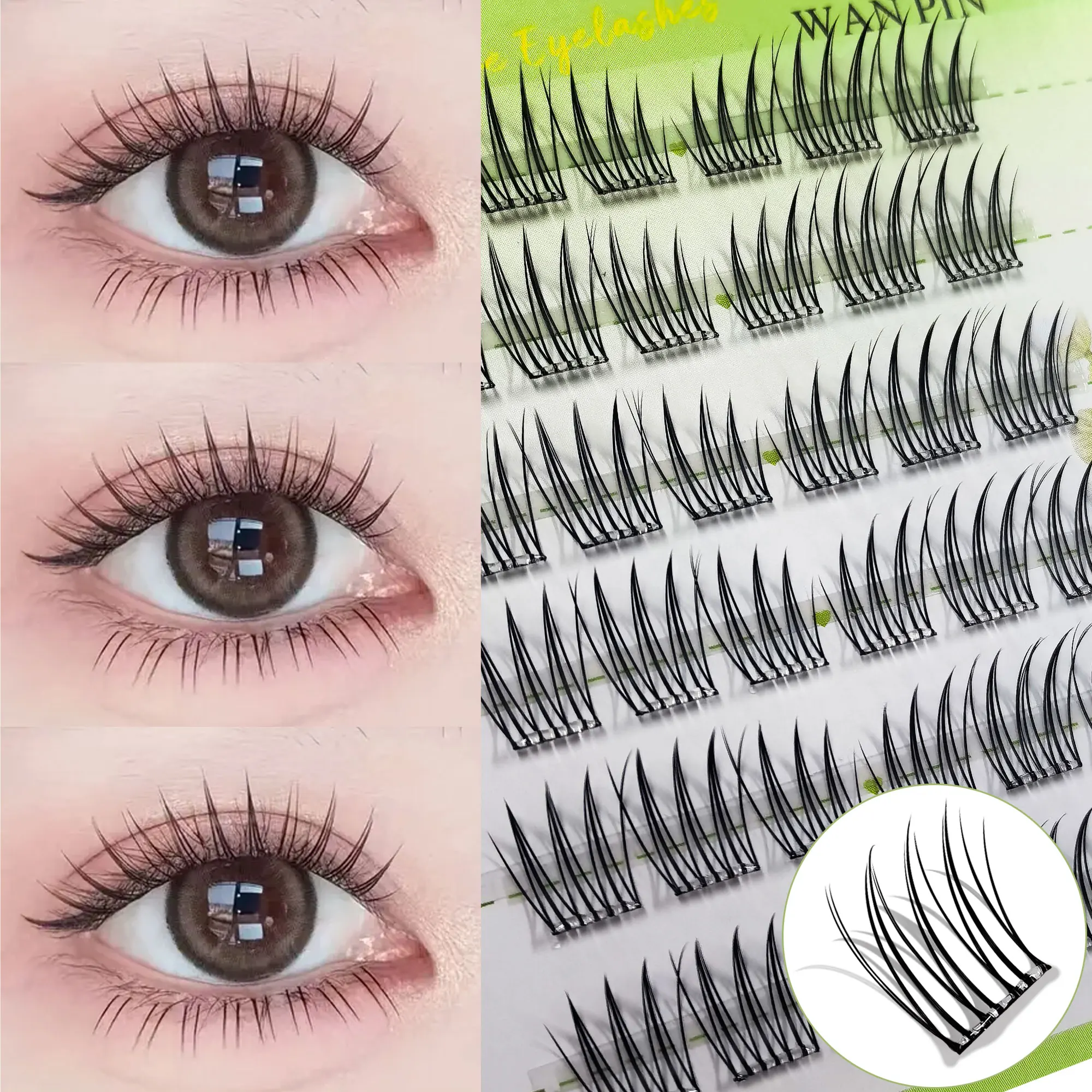 6 صفوف من الرموش الصناعية الخالية من الغراء، مجعدة وطويلة، سميكة بشكل طبيعي، خفيفة للغاية ورقيقة جدًا، تكبير عينيك