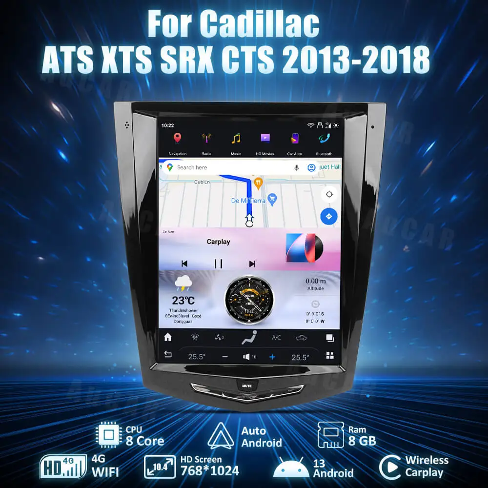 

AuCar 10,4 ''Tesla Android 13 автомобильный радиоприемник GPS-навигация для Cadillac ATS XTS SRX CTS 2013-2018 автомобильная стереосистема DVD-плеер