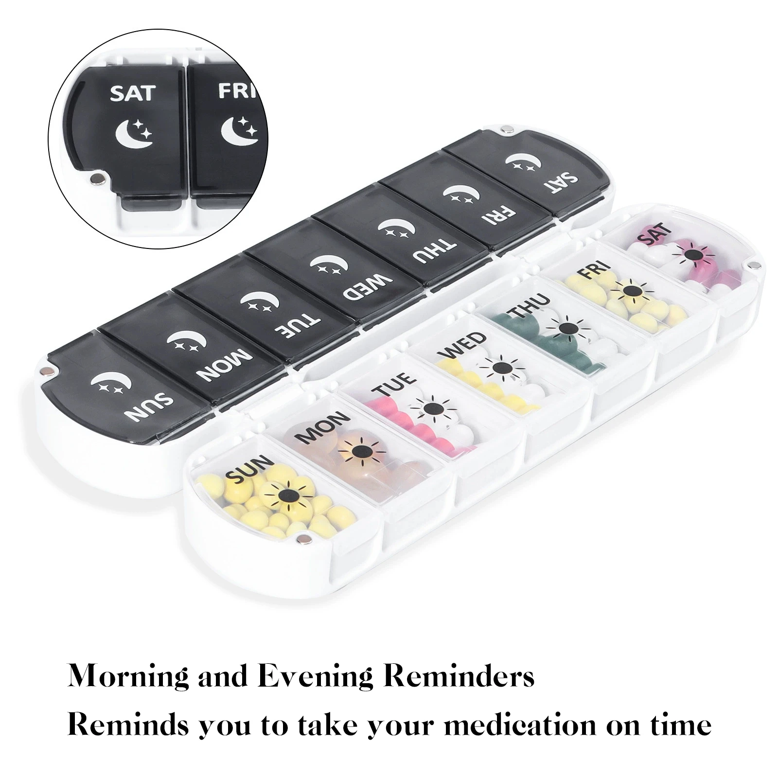 Tablets - 7-Tage-Wochen-Pillendose Tablettenhalter Medikamenten-Aufbewahrungsbox Medikamentenbehälter Pillenbox Tabletten-Aufbewahrungsbox