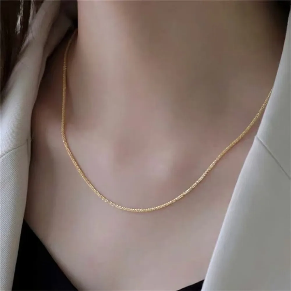 New Popular Silver Colour Sparkling Clavicle Chain Necklace Women Sunshinny Jewelry Choker For Wedding Party Gift image 3