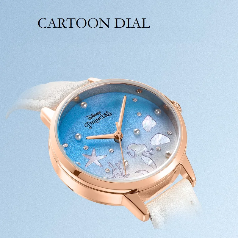 Disney Top Brand For Women Watch Female Quartz Casual Wristwatch Waterproof Girl Student Mermaid Princess 2025 New Cartoon Clock