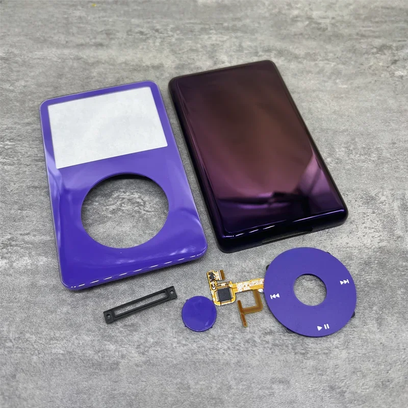 Coque arrière avec plaque frontale violette, boîtier avec bouton central Clickwheel, pour vidéo iPod 5e génération, 30 go 60 go 80 go