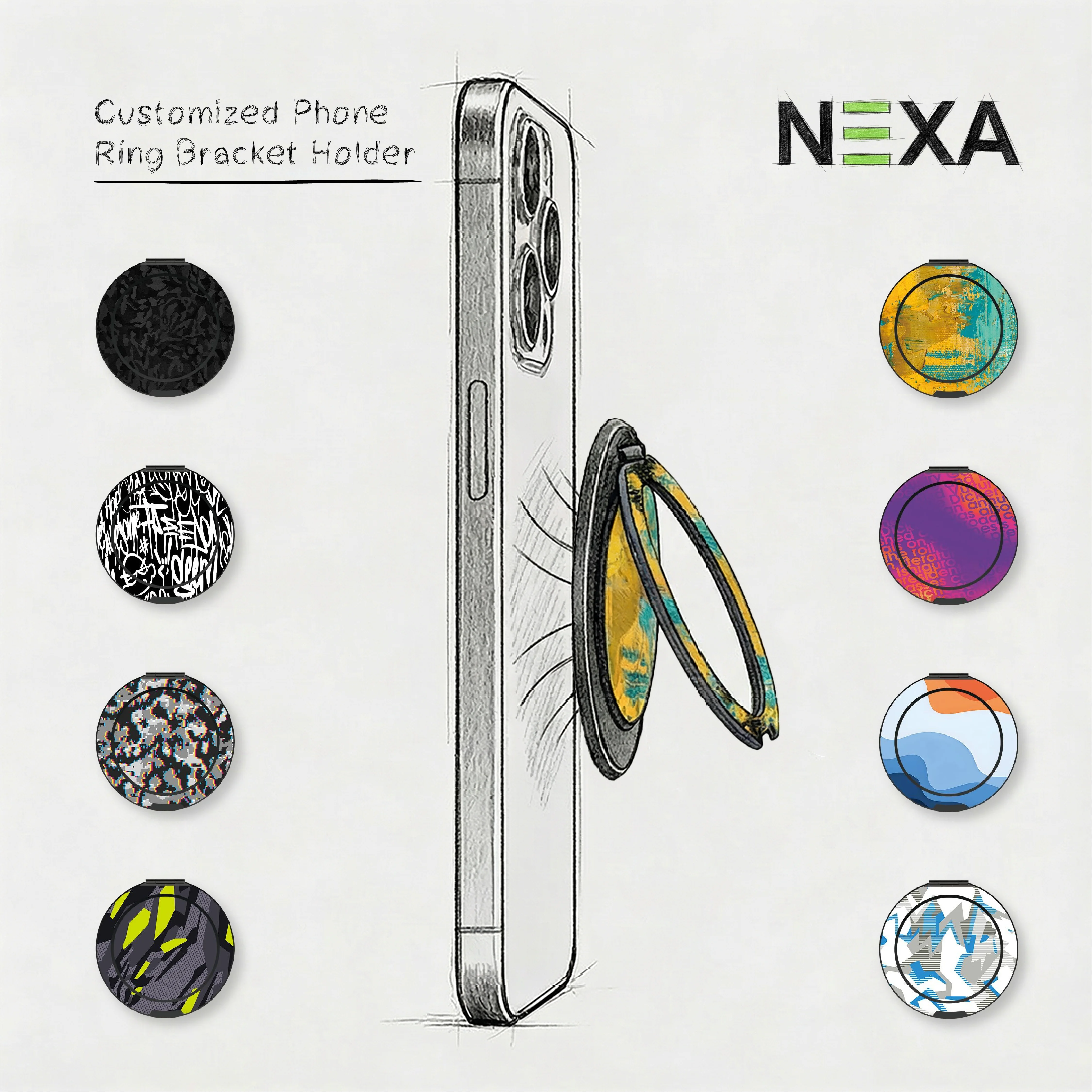 Grip Stand For iPhone or Other Combatable Devices – Accessories For Mobile Phones, Vinyl Skin Wraps – RGM001 By Nexa Skins