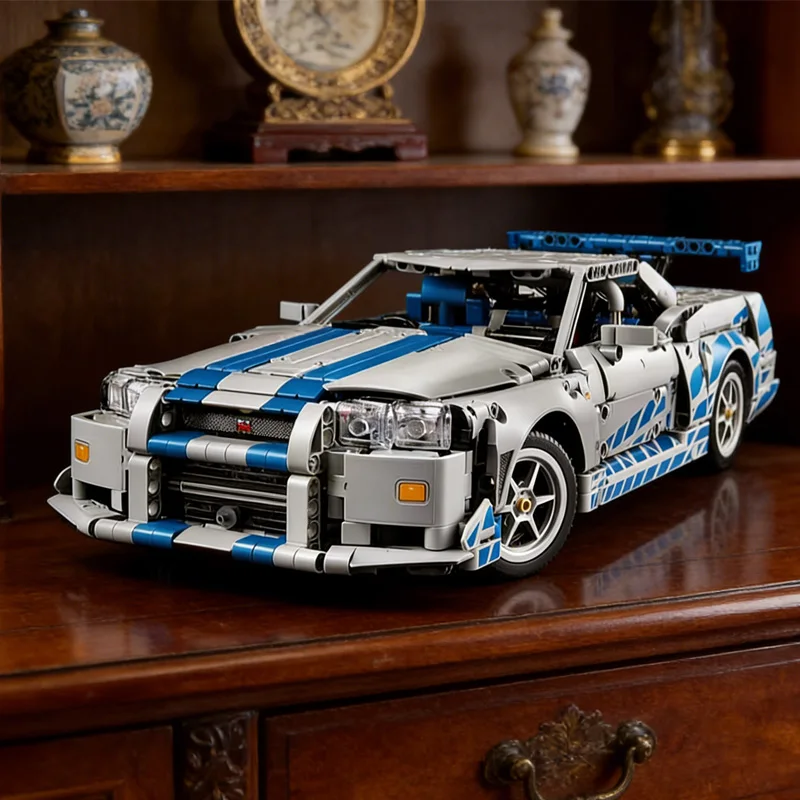 

Набор для сборки спортивного автомобиля God of War' GT-R34 (1410 деталей), механический конструктор, рождественский подарок, украшение для дома, маленькие декоративные элементы, совместим с 42210