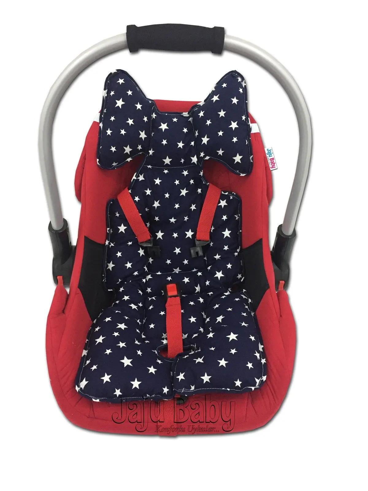 Handmade Navy Blue Star Car Seat Cushion - Stroller Cushion