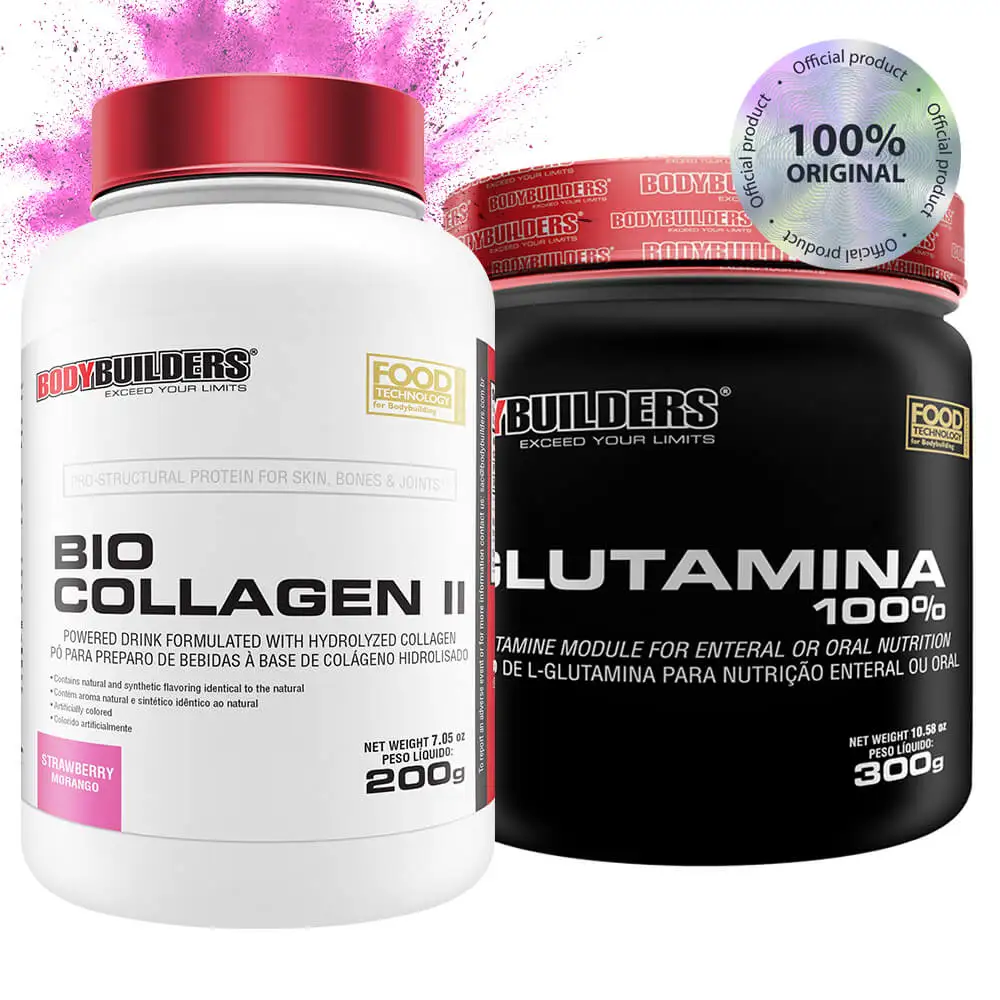 Kit L-Glutamine 300g + Collagen Bio Collagen Collagen 200g - Bodybuilders Kit for Increasing Immunity and Strengthening