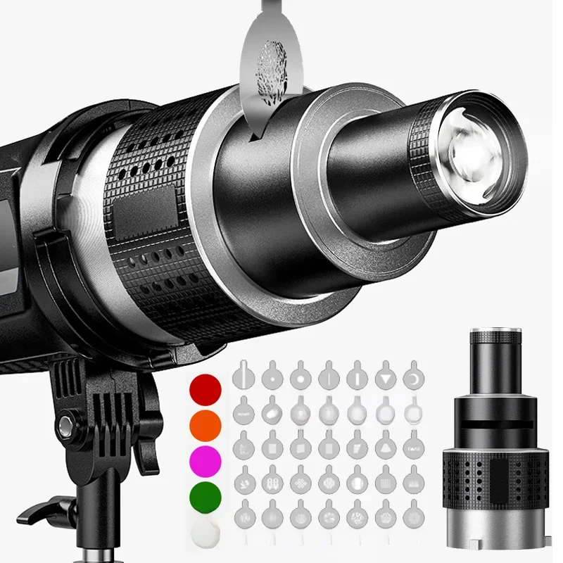 Bowens Mount Flash Snoot Conische lens Videokunstenaar Modellering Vorm Fotostudio Lichtset met optische spotlightlens 35 Gobos - afbeelding 2
