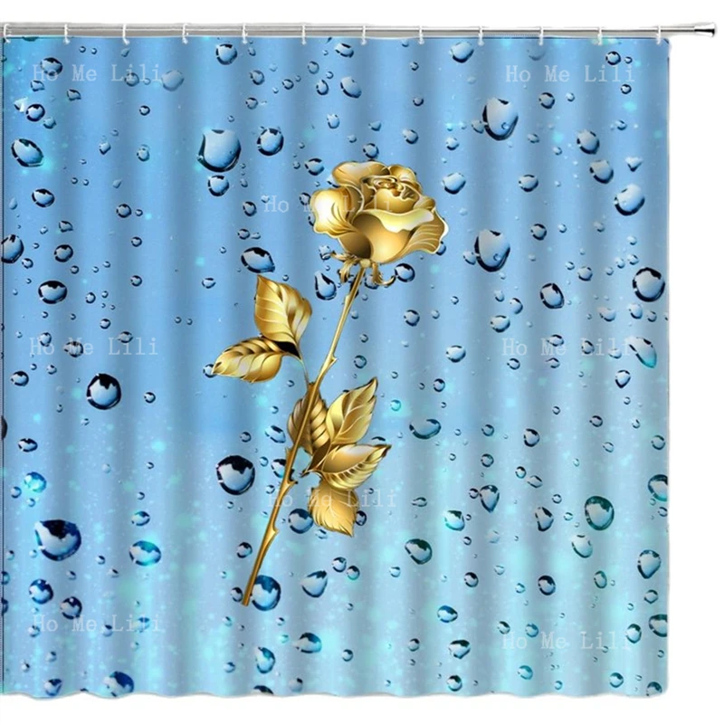 Water Drop With Blue Red Gradient Color Background Raindrops Bubble Series Modern Creative Waterproof Fabric Shower Curtain