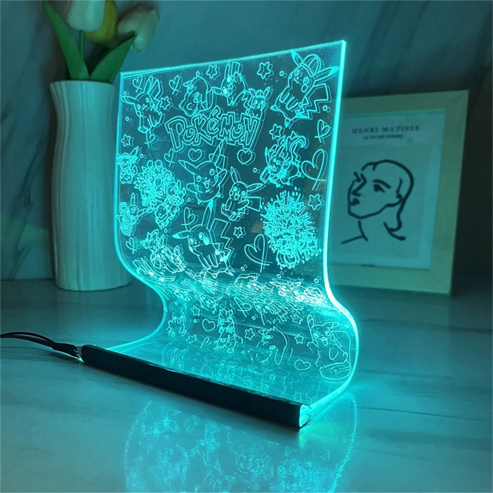 Imagem -03 - Série Pokémon Acrílico Led Scroll Lamp Luz Noturna Desenhos Animados Populares Arte ip Atmosfera Mood Light Decoração Lâmpadas Presente