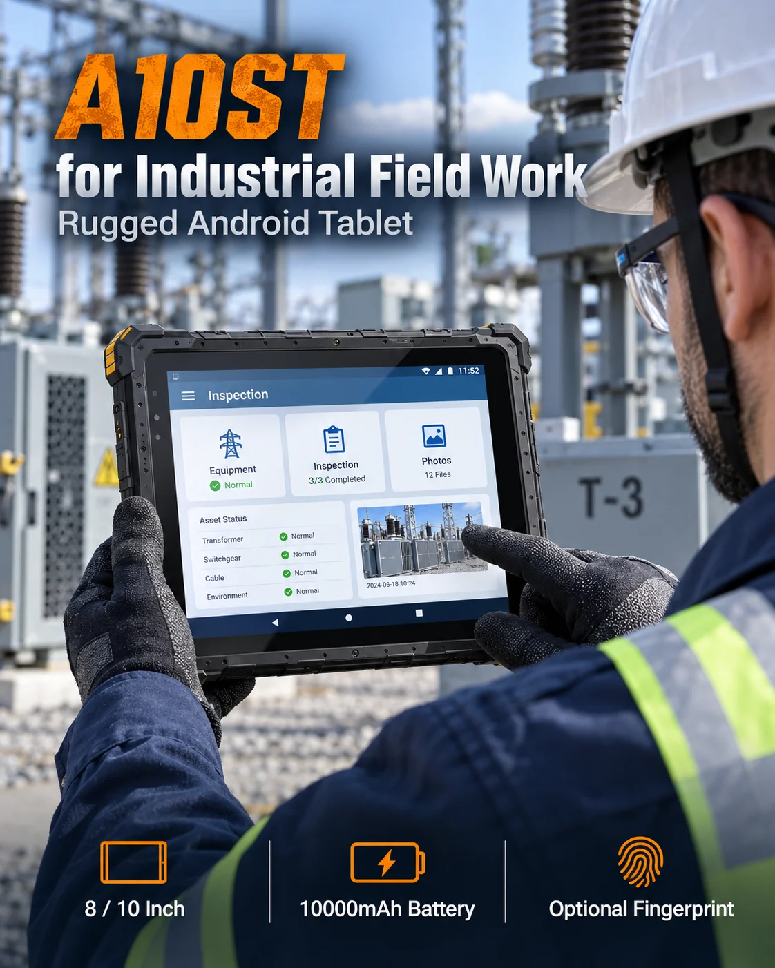 CENAVA A10ST 4G Rugged Android Tablet 10.1 Inch Waterproof IP68 10000mAh Battery NFC Rugged Industrial 16 Tablet RJ45 RS232