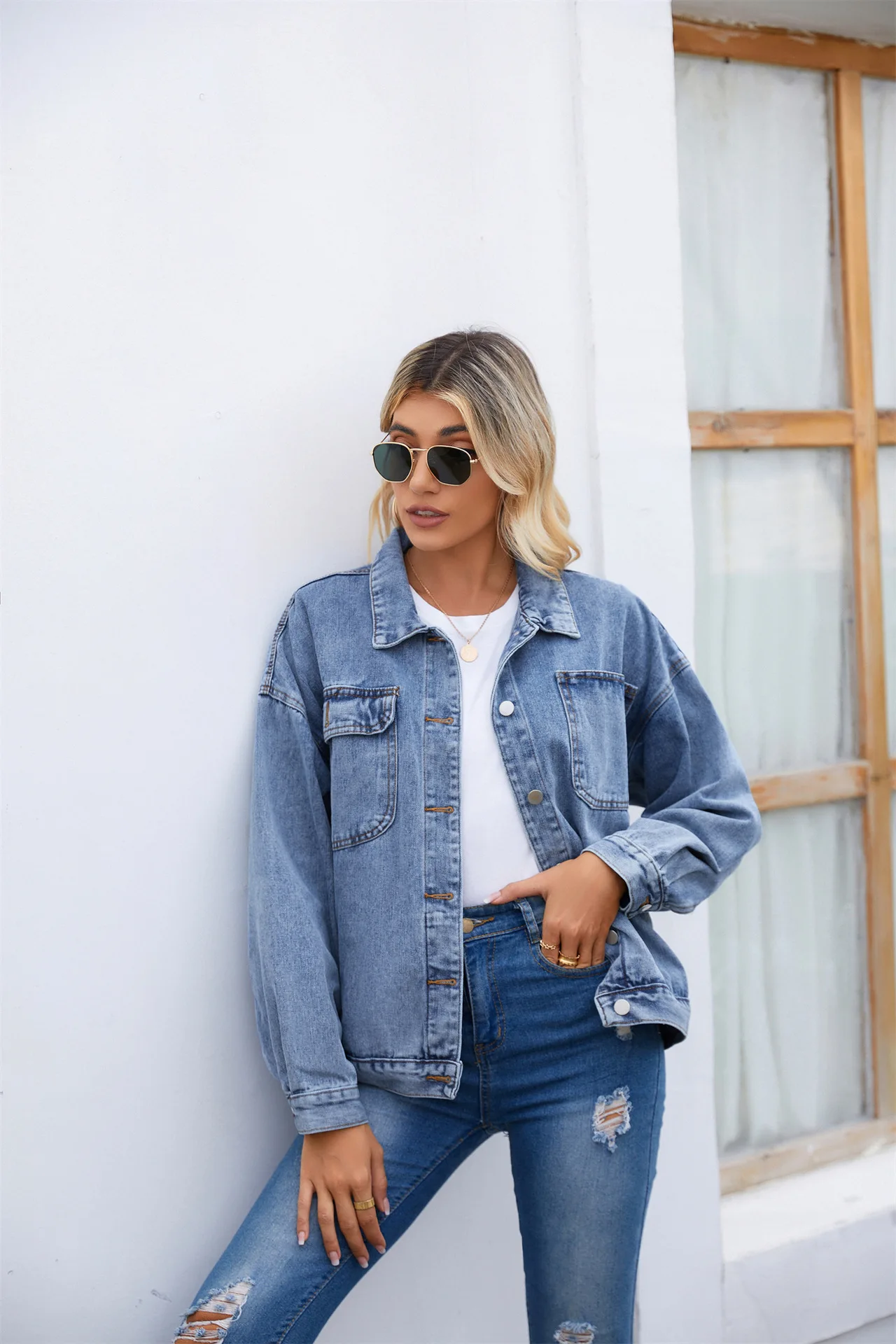 2022 Fall/Winter New Women\'s Long Sleeve Denim Jacket Fashion Loose Jeans Coat Casual Female Clothing S-XL Drop Shipping