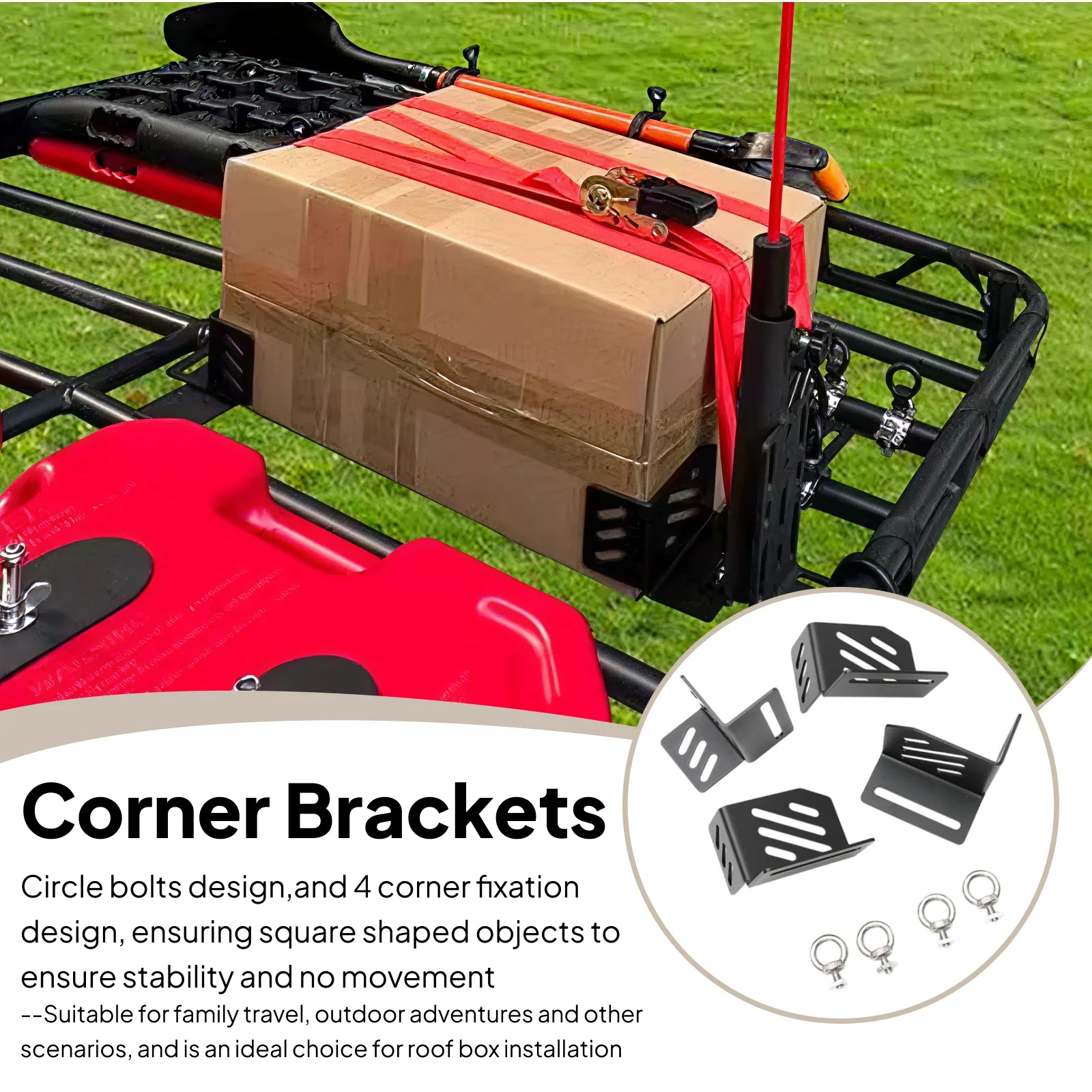 

4x Generic Corner Brackets Kit Roof Box Installation Accessories Replace Steel stable structure Quick disassembly
